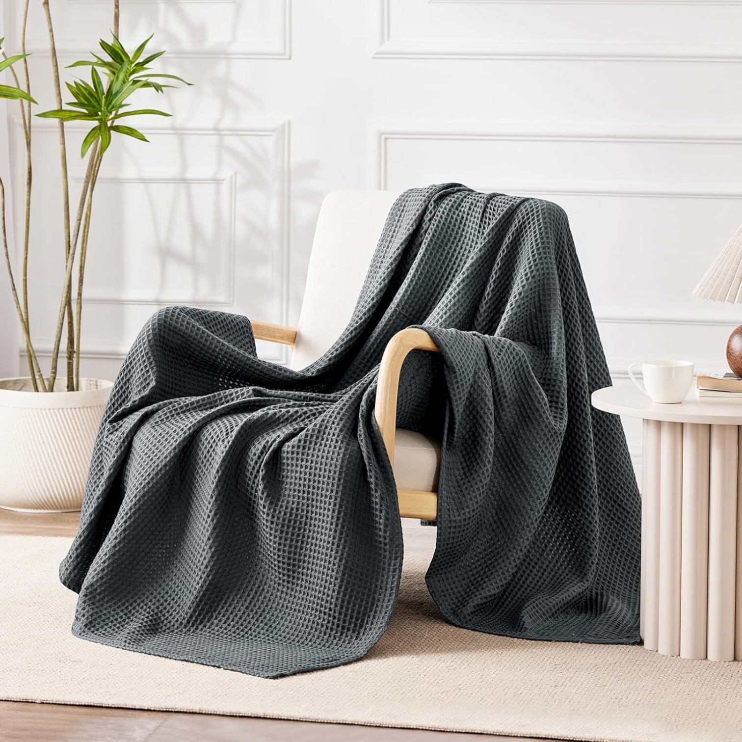 MANTA DE ALGODON GOFRE 205 X155CMS GRIS - 2