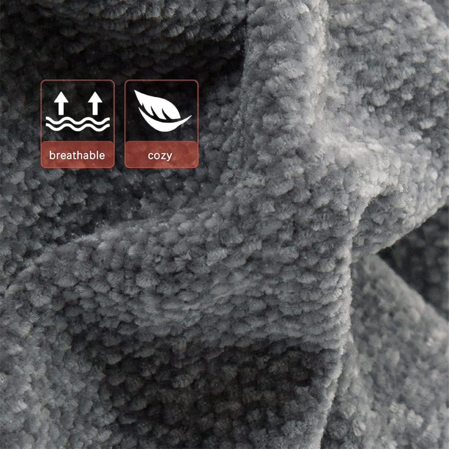 MANTA DE LANA PREMIUM CON FLECOS 150X170 GRIS - 3