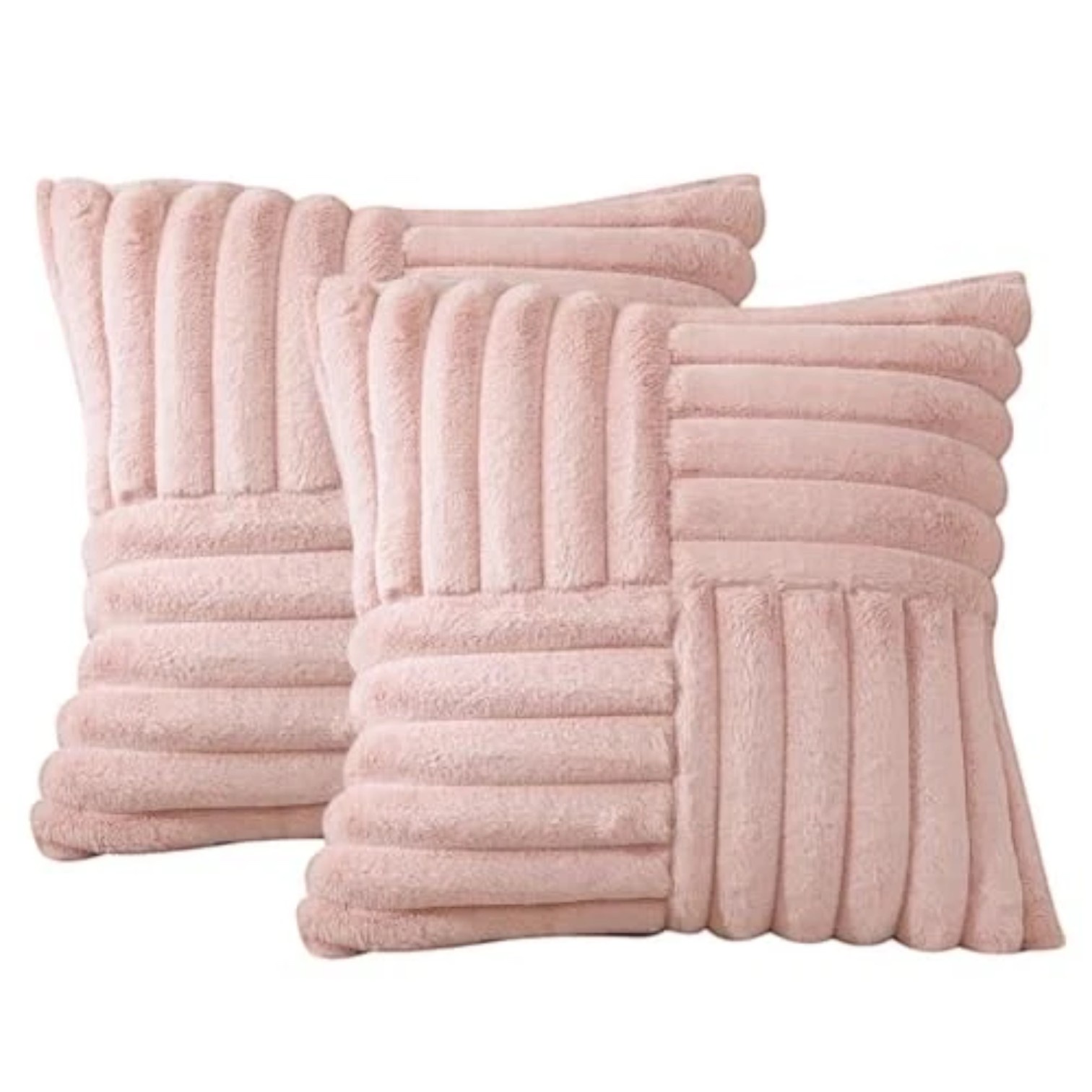 PACK DE 02 FUNDAS DE COJÍN PELO DE CONEJO DE IMITACIÓN 45X45 ROSA - 1
