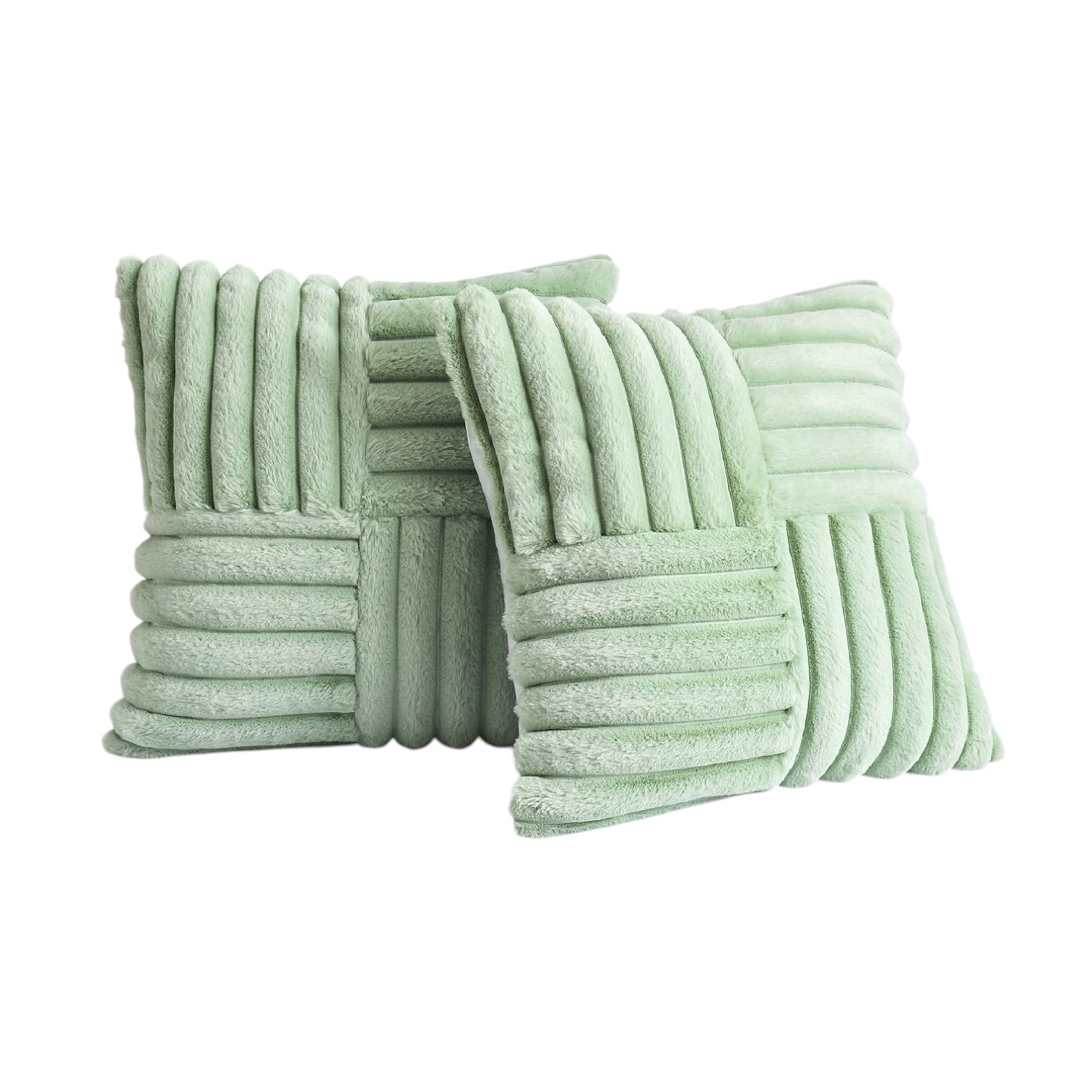 PACK DE 02 FUNDAS DE COJÍN PELO DE CONEJO DE IMITACIÓN 45X45 VERDE - 1