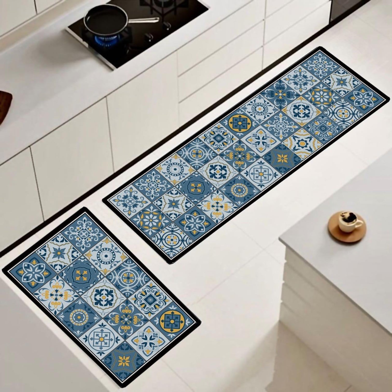 SET DE 02 ALFOMBRA DE COCINA IMPERMEABLE DE CUERO NAPPA MD01 - 1