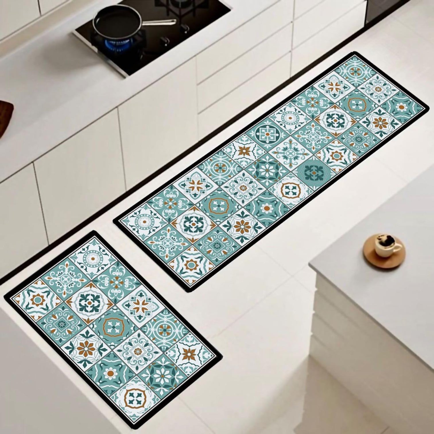 SET DE 02 ALFOMBRA DE COCINA IMPERMEABLE DE CUERO NAPPA MD02 - 1
