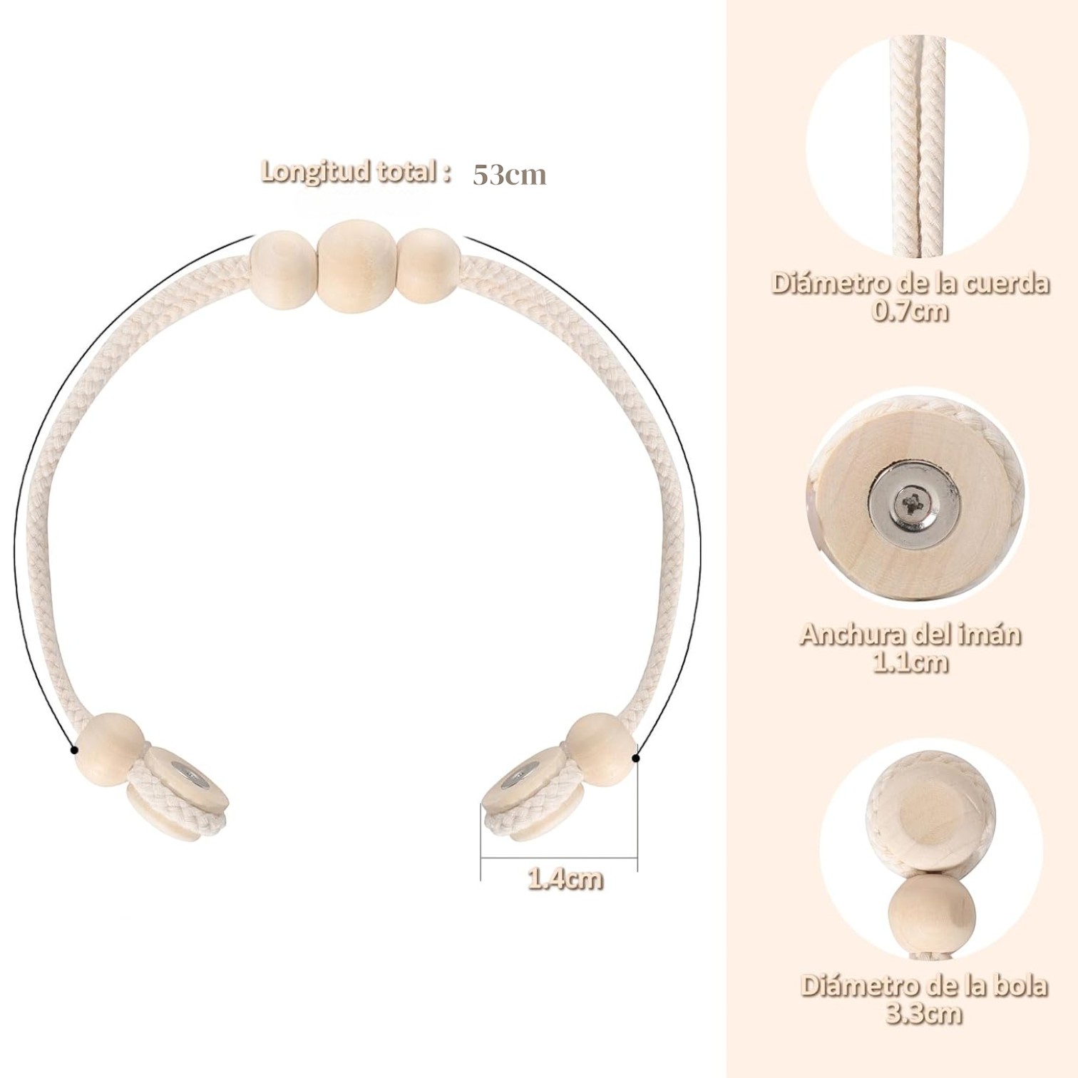 PACK DE 02 SUJETADORES MAGNE TICAS PARA CORTINAS BLANCO - 4