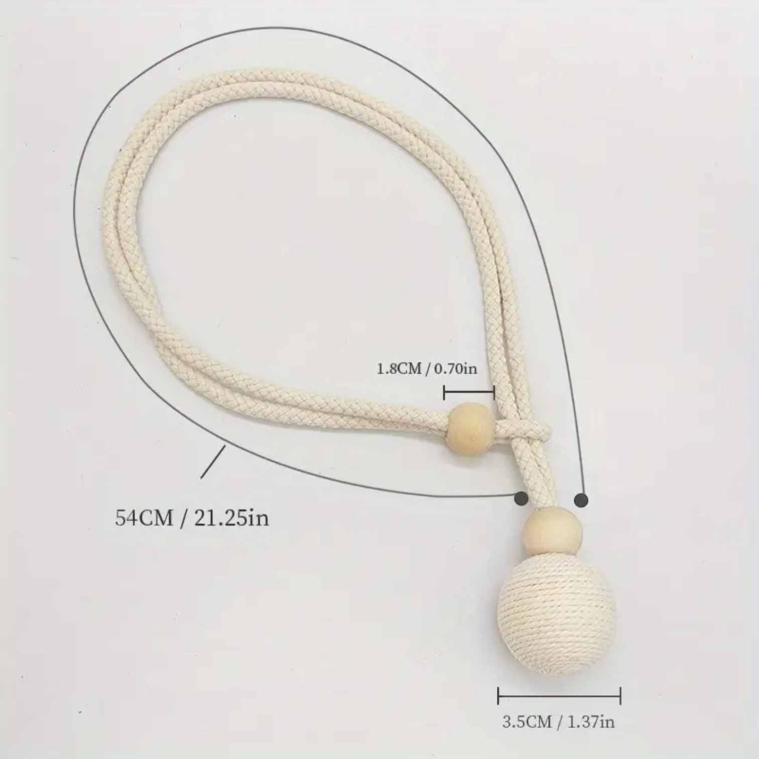 PACK DE 02 SUJETADORES PARA CORTINAS - BOLA TEJIDA BEIGE - 4
