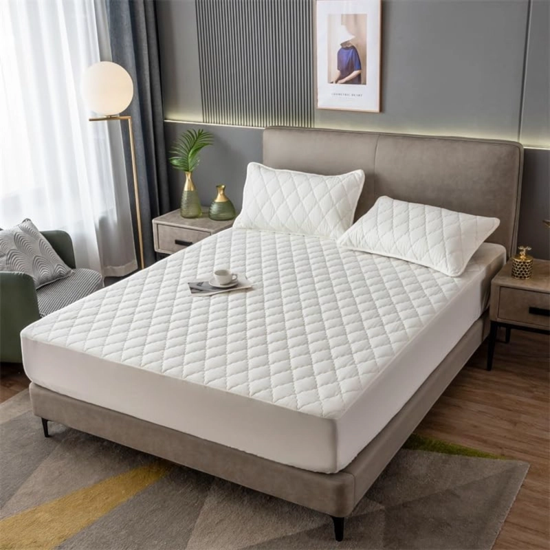 CUBRECOLCHON IMPERMEABLE KING + 02 FUNDAS DE ALMOHADA BLANCO - 2