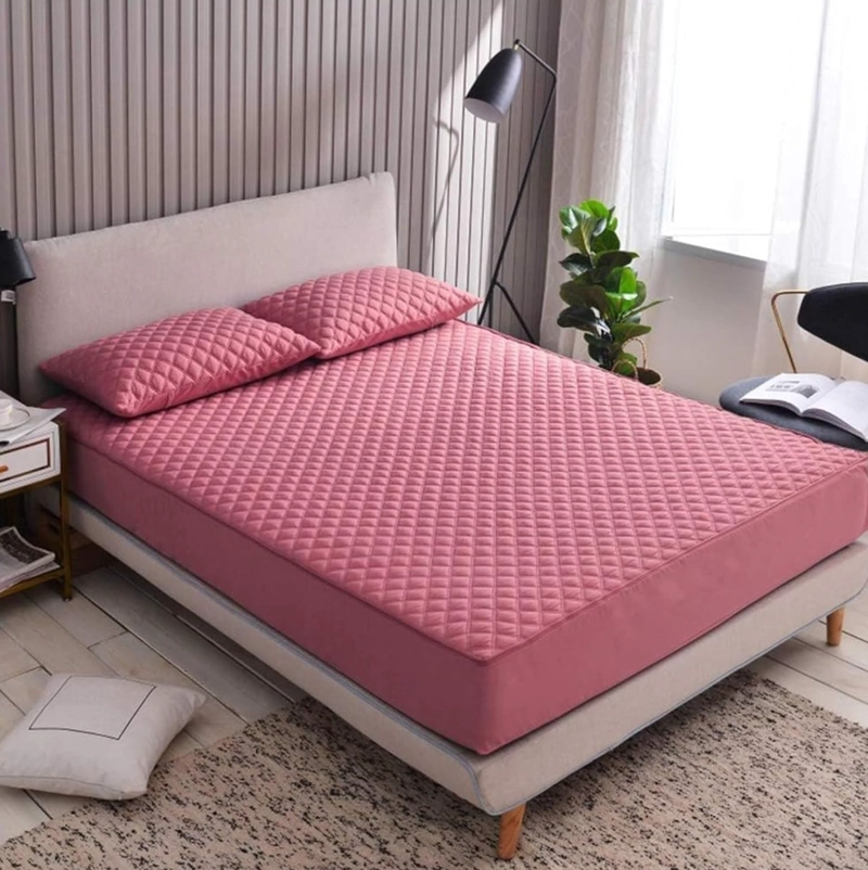 CUBRECOLCHON IMPERMEABLE 2P + 02 FUNDAS DE ALMOHADA ROSADO - 2