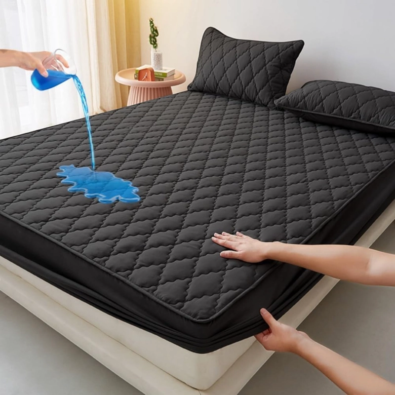 CUBRECOLCHON IMPERMEABLE 2P + 02 FUNDAS DE ALMOHADA NEGRO - 2