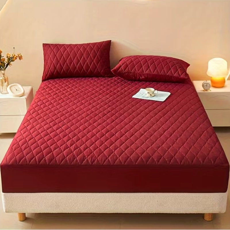 CUBRECOLCHON IMPERMEABLE 1.5P + 01 FUNDA DE ALMOHADA BURDEO - 1