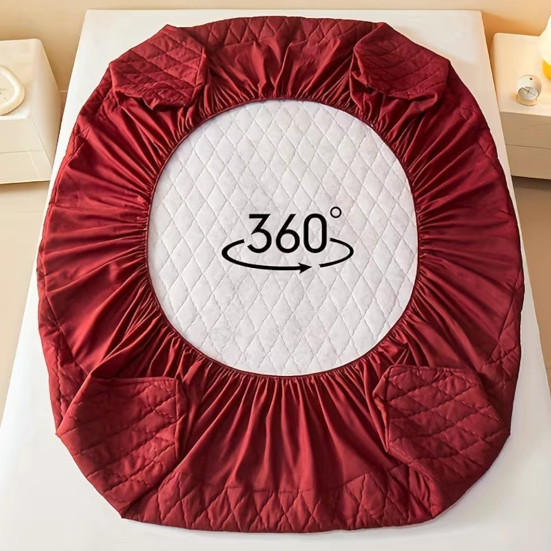 CUBRECOLCHON IMPERMEABLE 1.5P + 01 FUNDA DE ALMOHADA BURDEO - 4