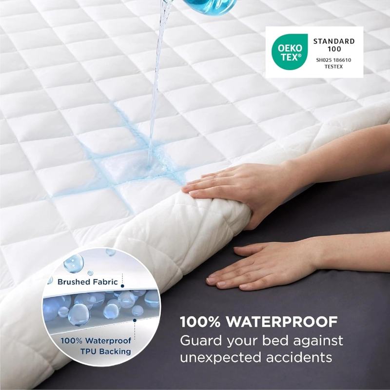 CUBRECOLCHON IMPERMEABLE 1.5P + 01 FUNDA DE ALMOHADA BLANCO - 3