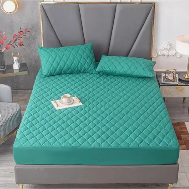 CUBRECOLCHON IMPERMEABLE KING + 02 FUNDAS DE ALMOHADA VERDE - 1