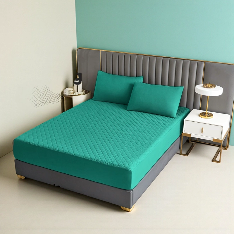 CUBRECOLCHON IMPERMEABLE 1.5P + 01 FUNDA DE ALMOHADA VERDE - 2