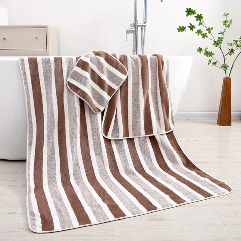 SET DE 8 TOALLAS RAYADAS ULTRA ABSORBENTES – ESTILO SPA MARRON - 2
