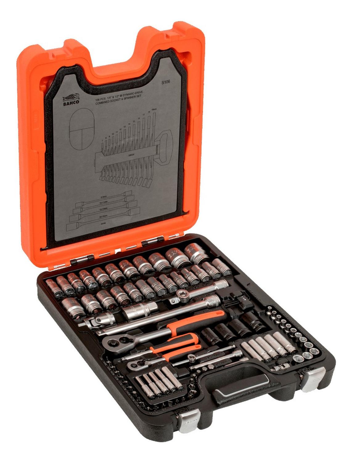 SET HERRAMIENTAS BAHCO DADOS S106 106 PIEZAS 1/4 1/2 LLAVES COMBINADAS - 3