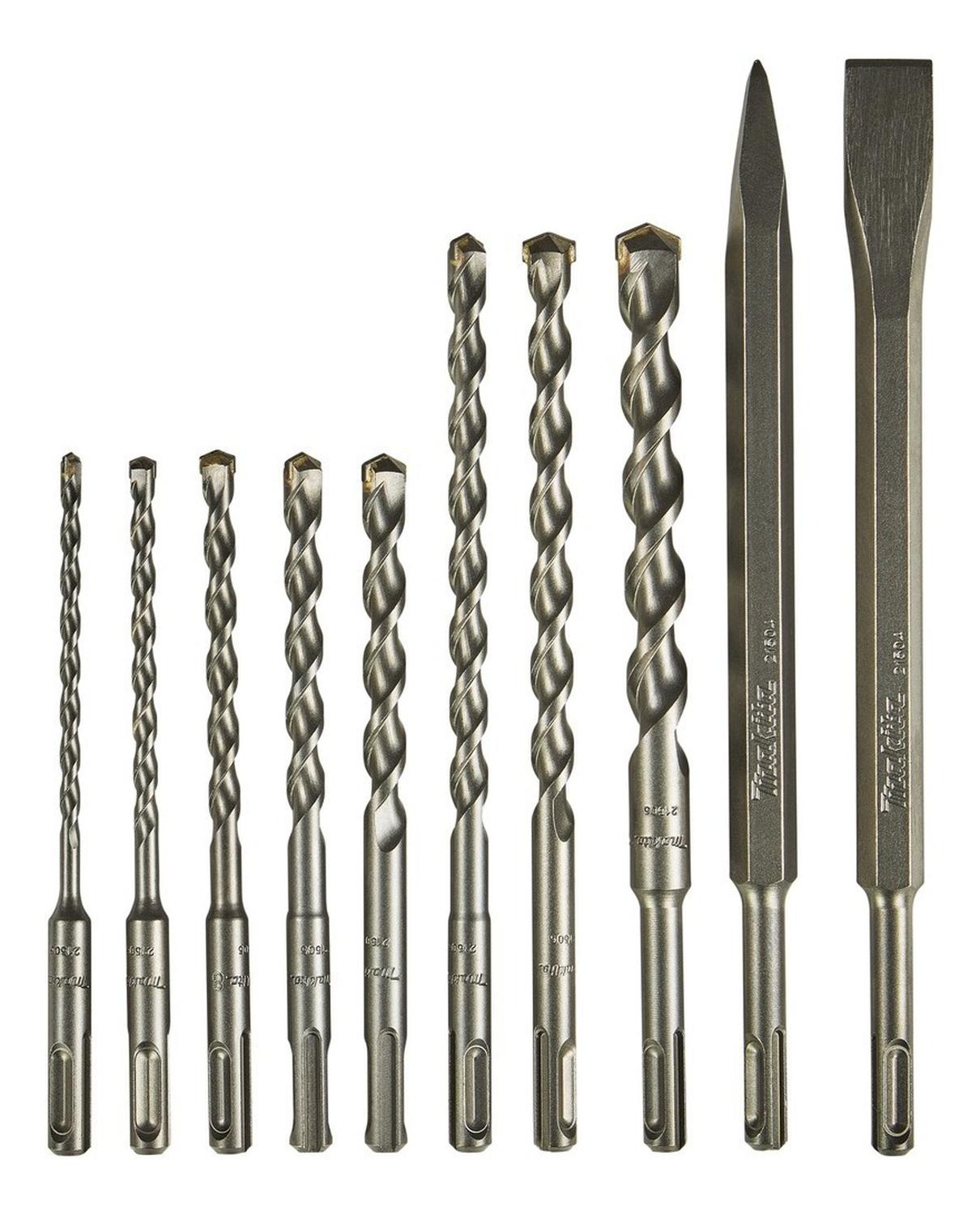 CAJA HERRAMIENTAS MAKITA 10 PIEZAS BROCA Y CINCEL TCT SDS-PLUS D-71990 6.5 X 15.5 CM - 7