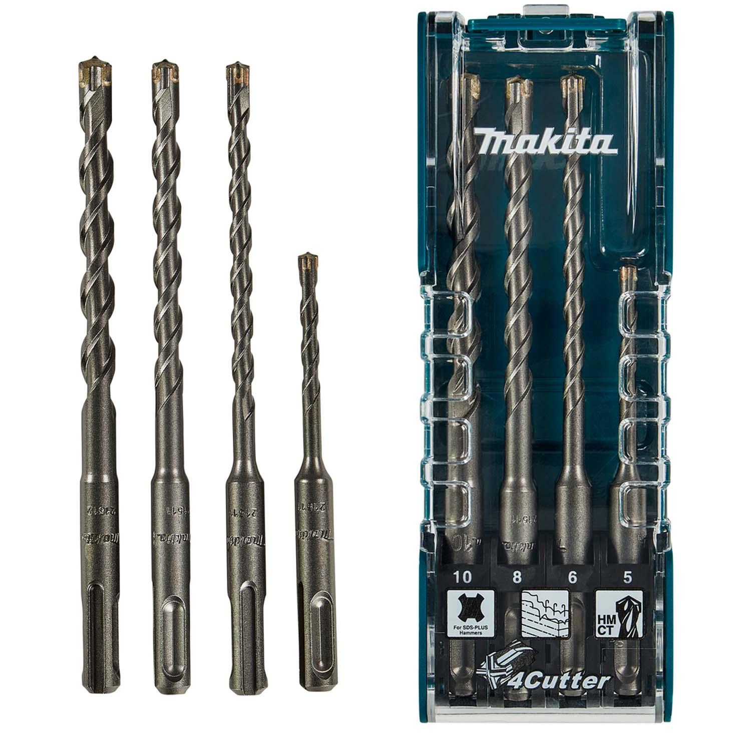 SET BROCAS SDS-PLUS 4 ARISTAS (5,6, 8, 10MM) 4 PZAS - MAKITA - 1