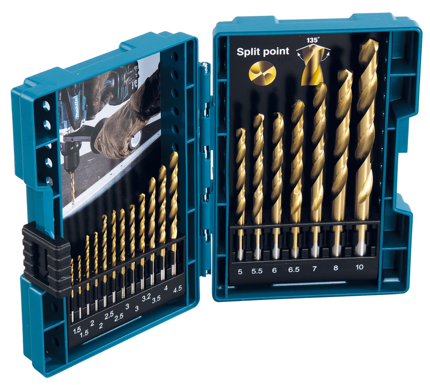 JUEGO BROCAS PARA METAL HSS-TIN (1,5-10MM) 19 PZAS - MAKITA - 1
