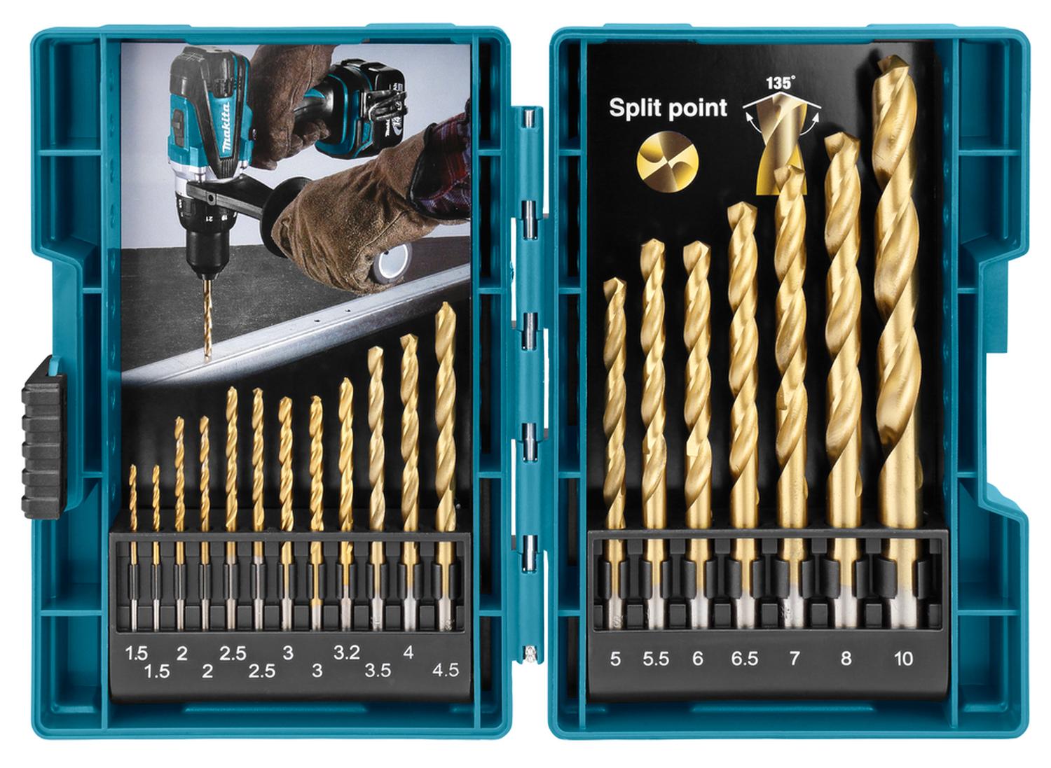 JUEGO BROCAS PARA METAL HSS-TIN (1,5-10MM) 19 PZAS - MAKITA - 2