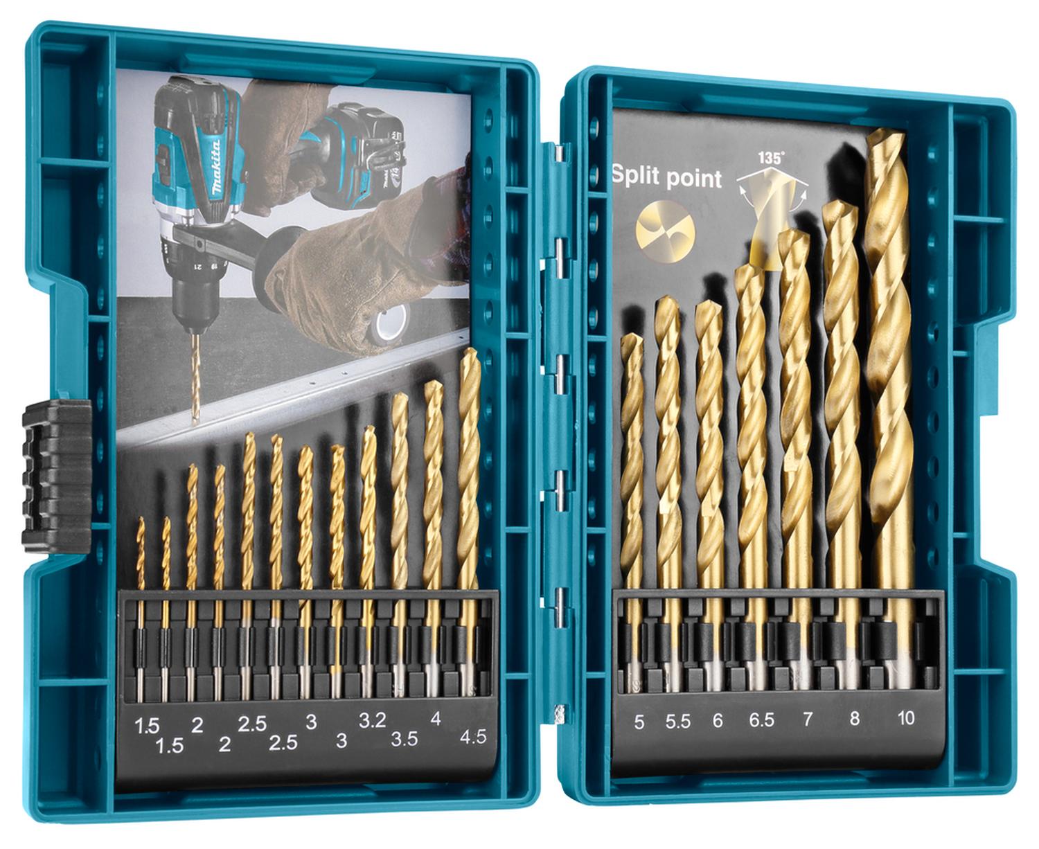 JUEGO BROCAS PARA METAL HSS-TIN (1,5-10MM) 19 PZAS - MAKITA - 4