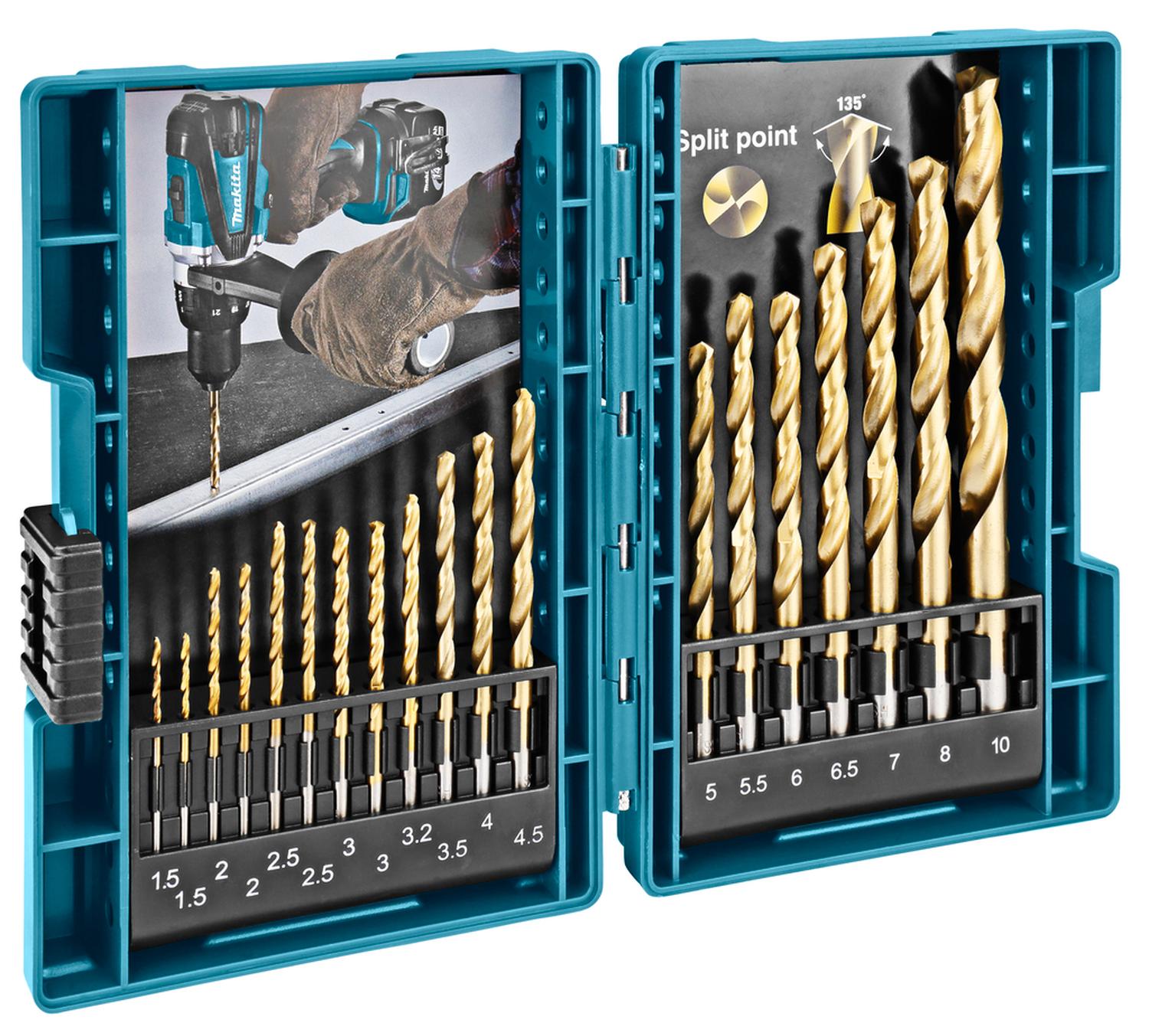 JUEGO BROCAS PARA METAL HSS-TIN (1,5-10MM) 19 PZAS - MAKITA - 5