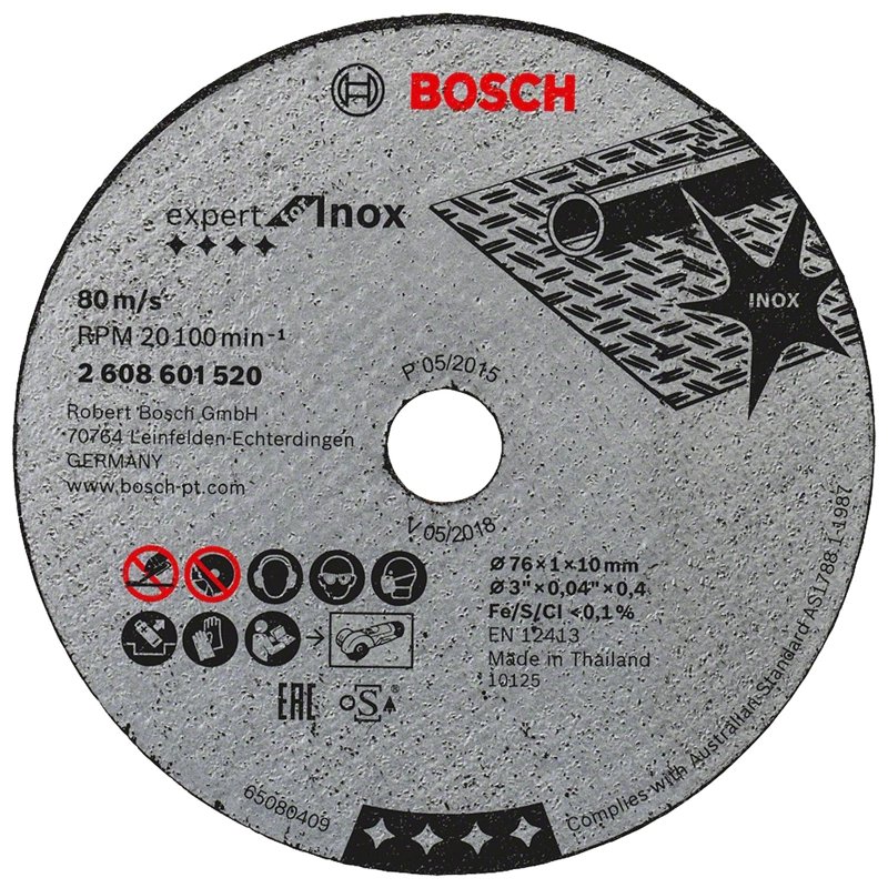 5 DISCOS BOSCH 2608.601.520-000 DE CORTE EXPERT FOR INOX (3'') 76X1 0X10 MM - 1
