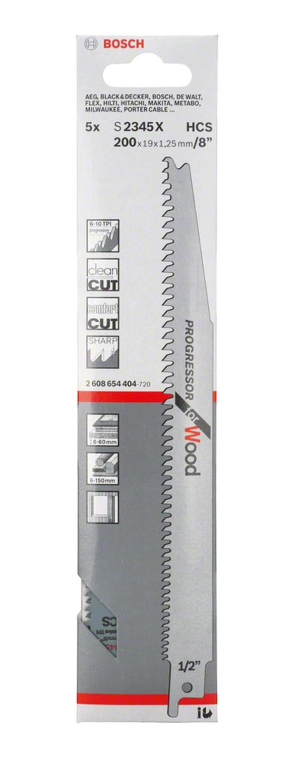 5 HOJAS BOSCH DE SIERRA SABLE 200 MM S2345X PROFESSIONAL FOR WOOD - 2