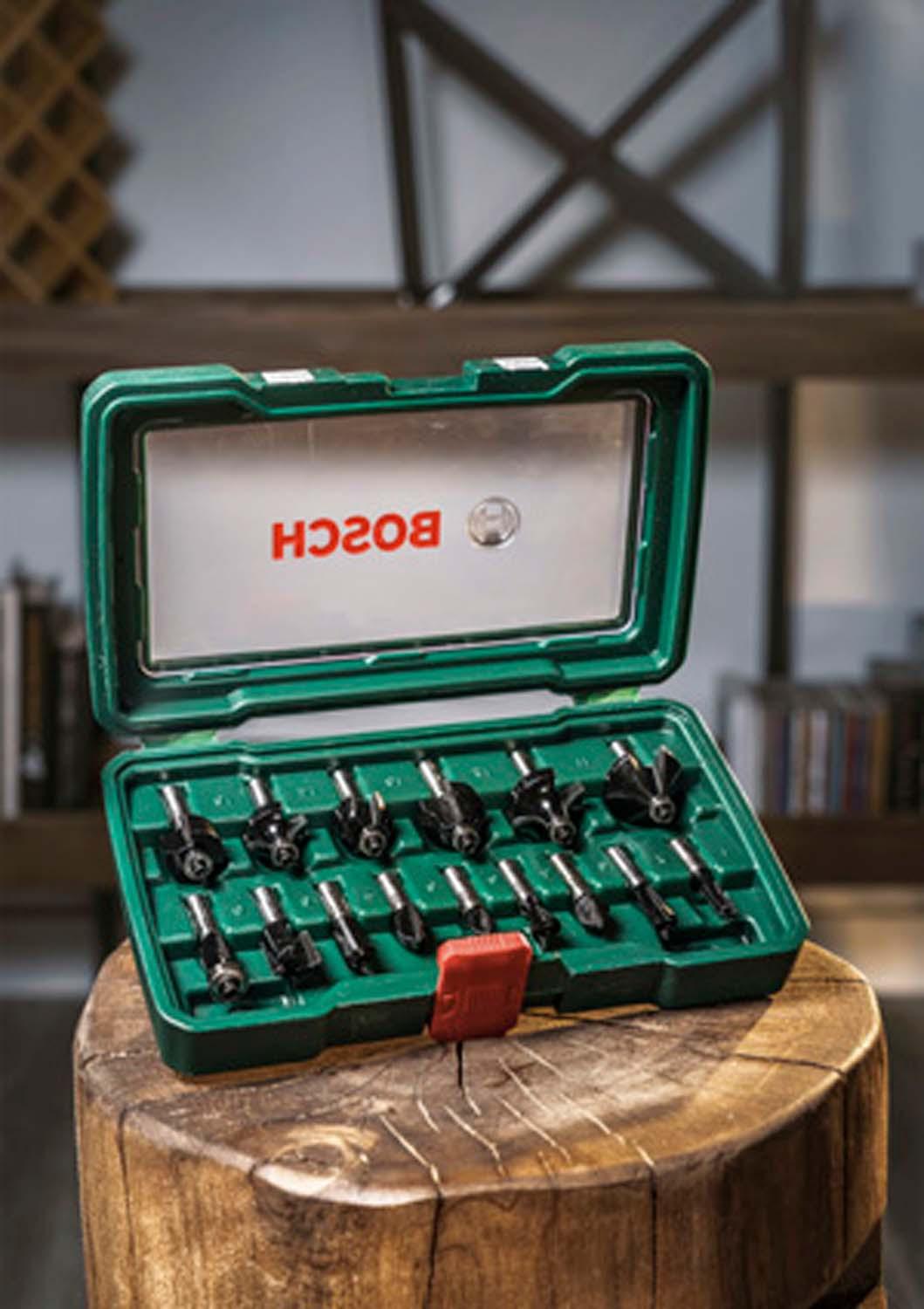 SET DE FRESAS PARA MADERA TOMA DE 1/4'' 15 PZAS. - BOSCH - 2