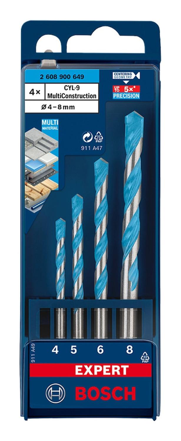 SET 4 BROCAS BOSCH CYL-9 EXPERT MULTICONSTRUCTION Ø4 5 6 8 MM - 3