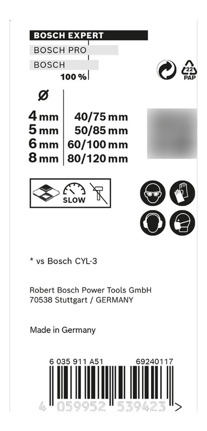 SET 4 BROCAS BOSCH CYL-9 EXPERT MULTICONSTRUCTION Ø4 5 6 8 MM - 5
