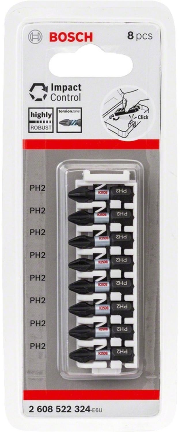 8 PUNTAS PH2 X 25MM IMPACT CONTROL BOSCH 2608.522.324-000 - 2