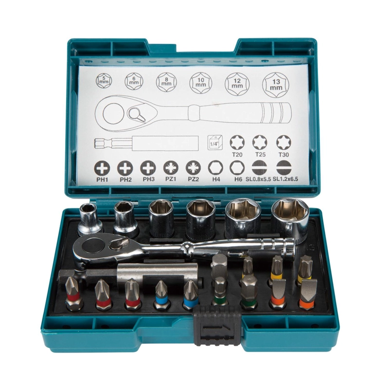 SET PUNTAS Y DADOS MAKITA B-54081 CUADRANTE 1/4'' 21 PZAS - 1