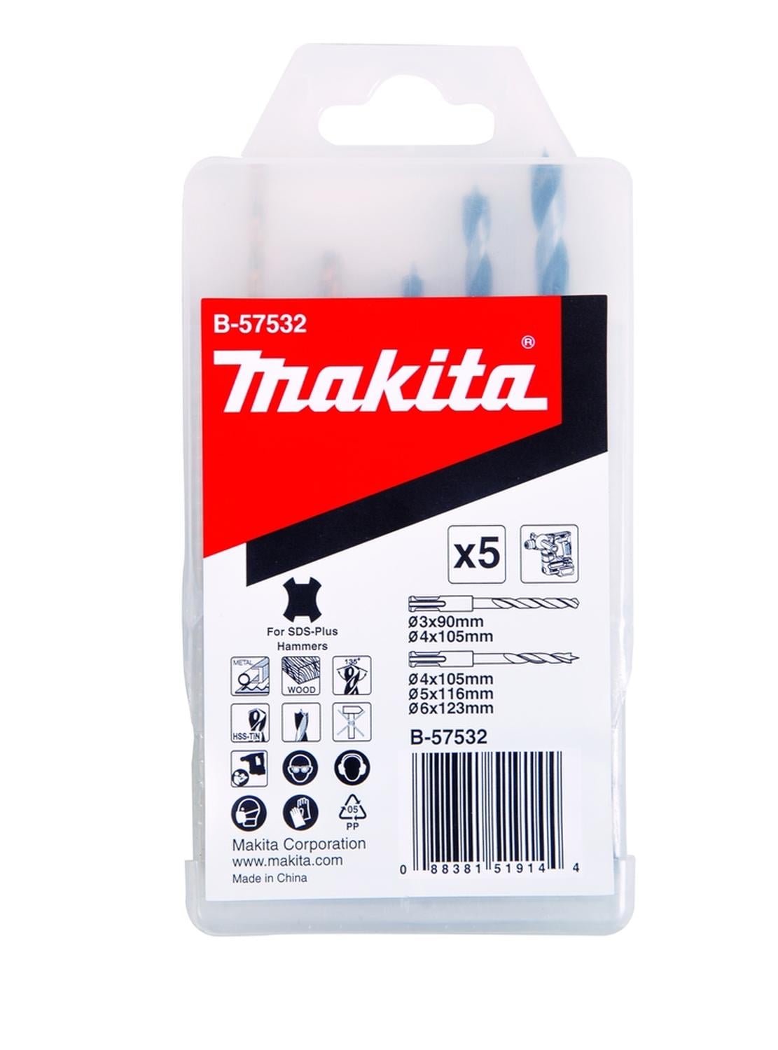 SET BROCAS SDS-PLUS PARA METAL Y MADERA 5 PZAS - MAKITA - 1
