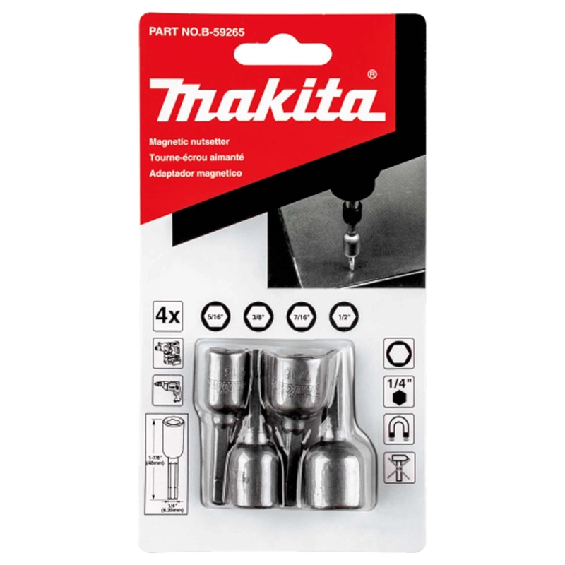 SET 4 VASOS MAGNE TICOS 5/16'', 3/8'', 7/16'', 1/2'' - MAKITA - 2