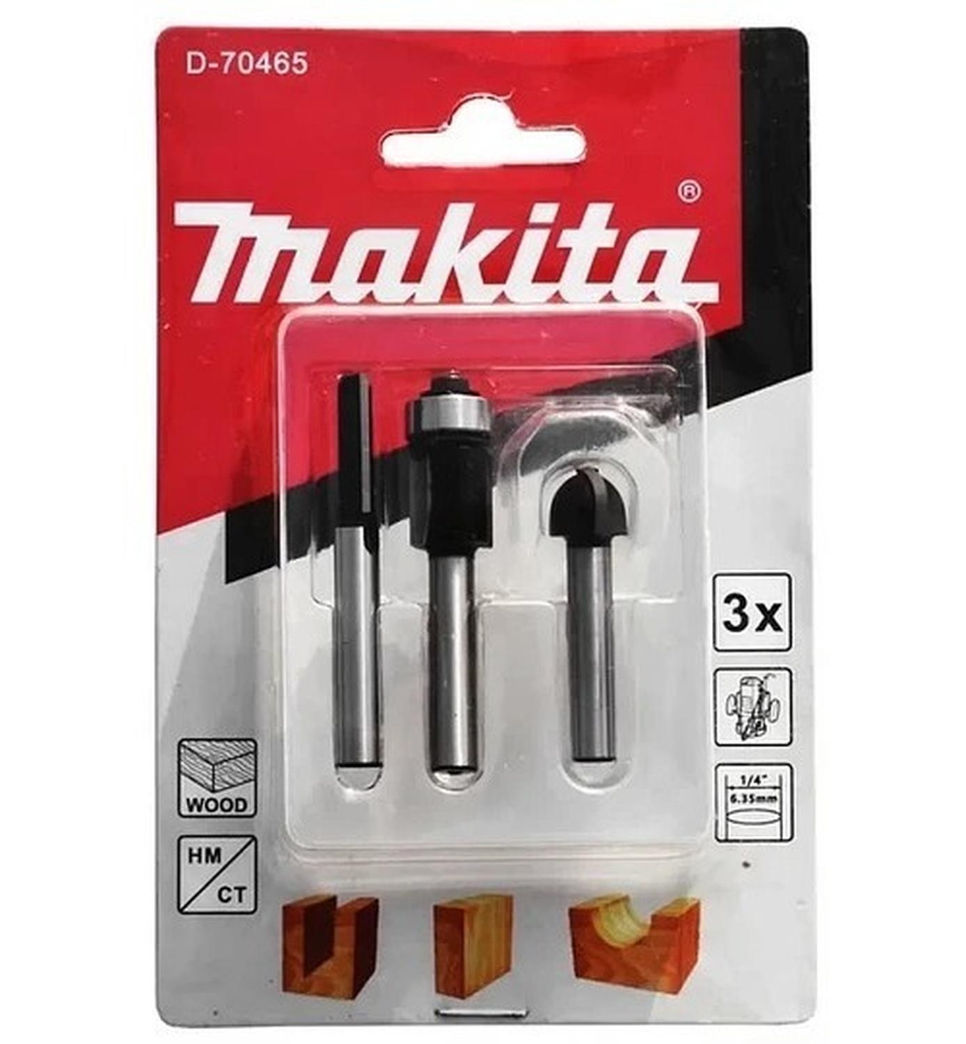 SET 3 FRESAS MADERA TOMA 1/4 MAKITA D-70465 - 2