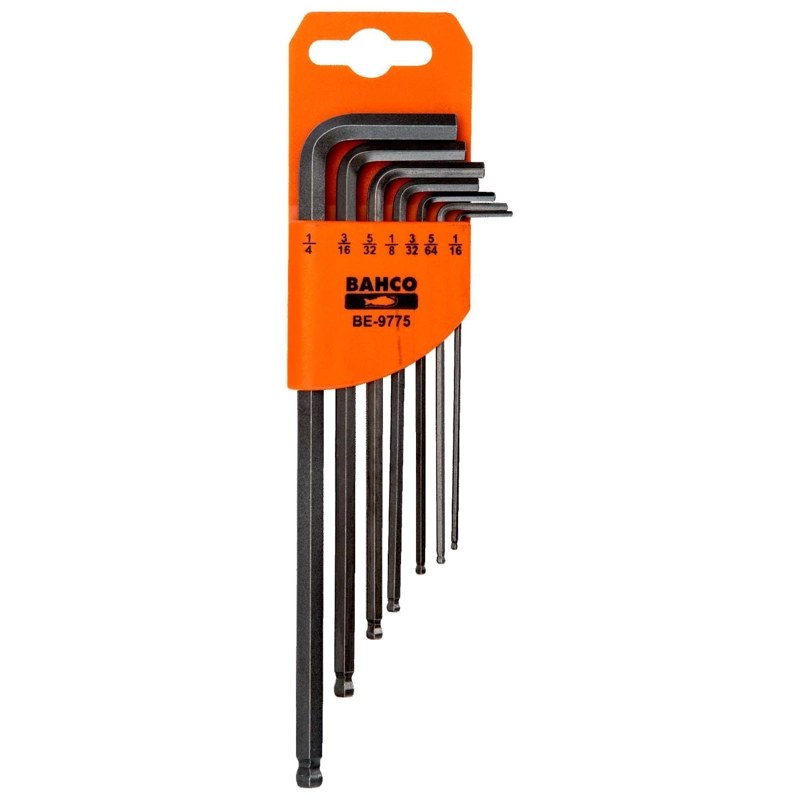 JUEGO LLAVES ALLEN PULGADAS BOLA BAHCO BE-9775 7 PZS LARGA - 1