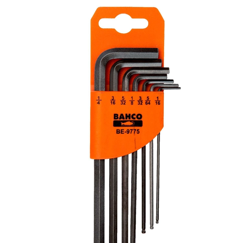 JUEGO LLAVES ALLEN PULGADAS BOLA BAHCO BE-9775 7 PZS LARGA - 3