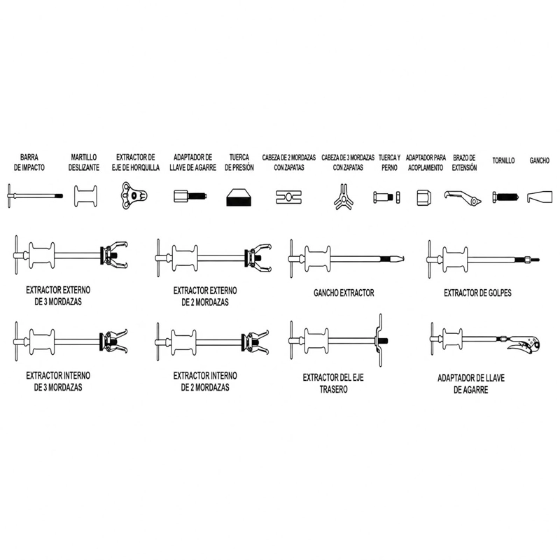 EXTRACTOR INERCIA MASAS RODAMIENTOS YATO YT-25391 16 PZS - 4
