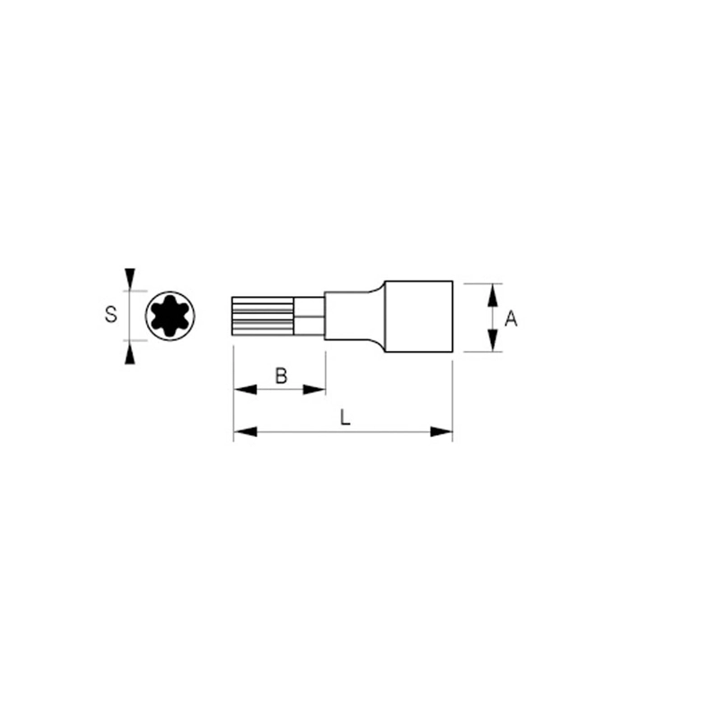 DADO PUNTA TORX IRIMO 1/2'' T50 60MM ACERO CROMADO - 3