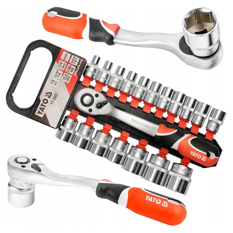 JUEGO 19 DADOS CON CHICHARRA YATO YT-38681 1/2'' 8-32MM - 3