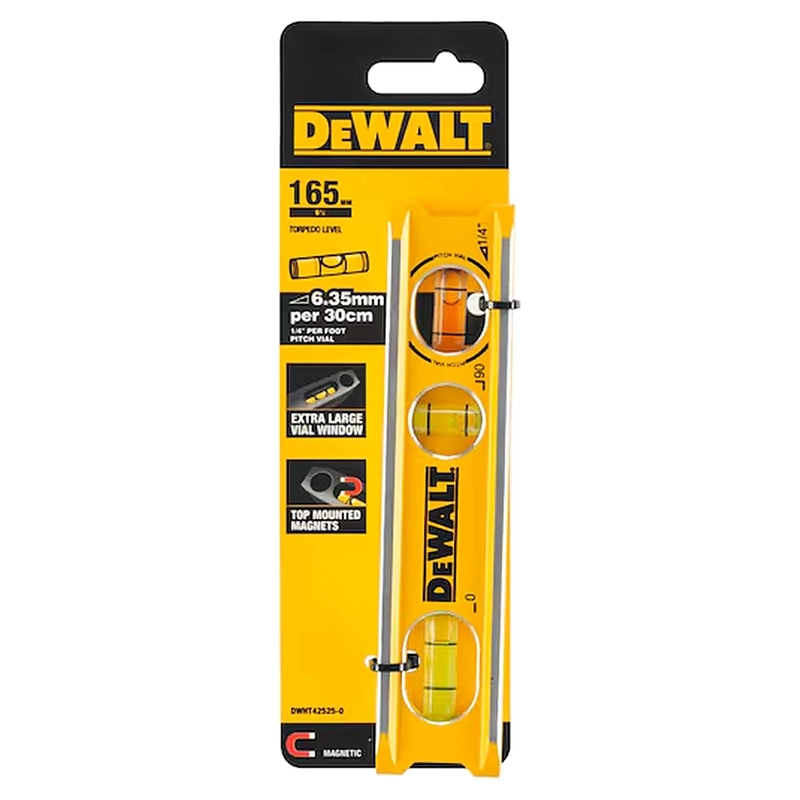 NIVEL TORPEDO BILLET DEWALT MAGNE TICO ALUMINIO 16,5 CM 6.5'' - 3