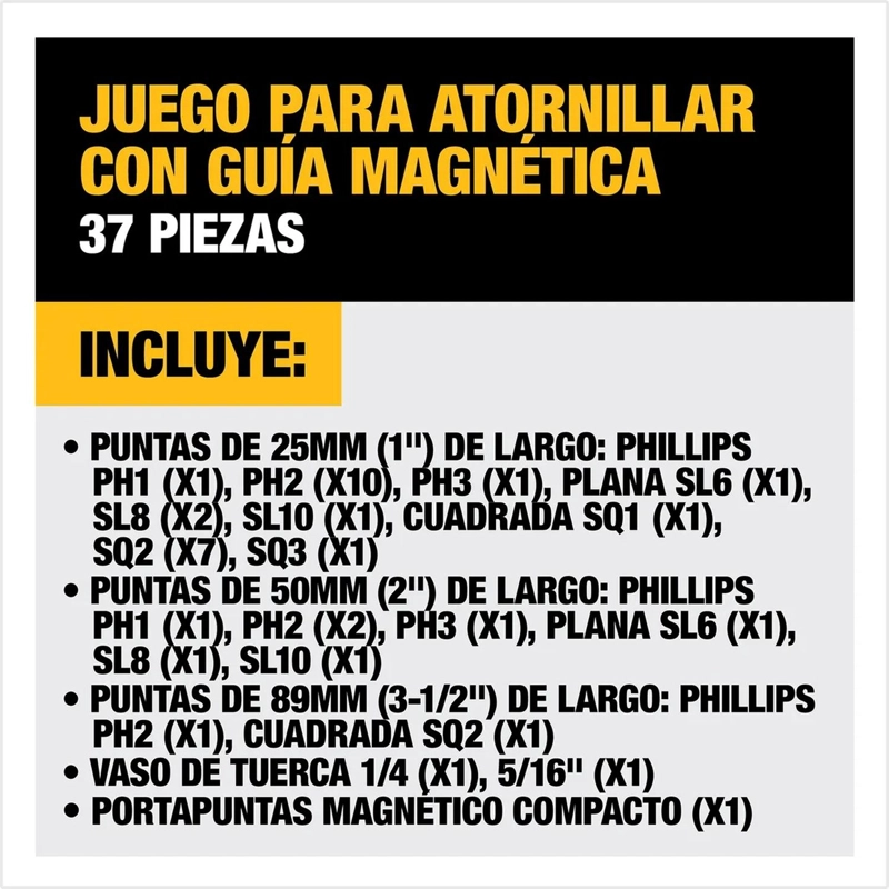 SET 37 PUNTAS CON ESTUCHE TOUGHCASE DEWALT DW2163 - 4