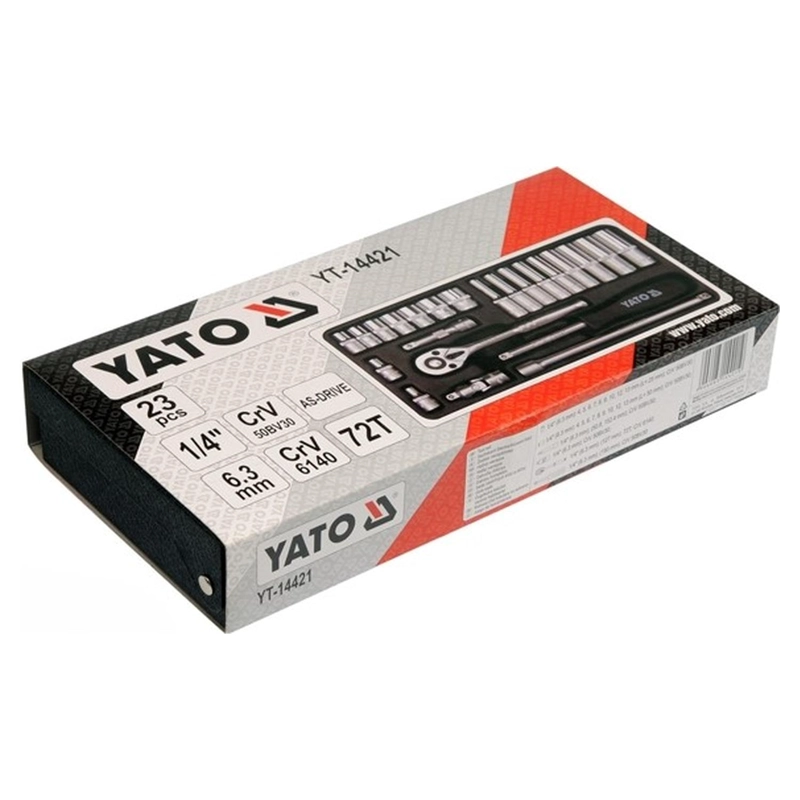 JUEGO 23 DADOS CON CHICHARRA YATO YT-14421 1/4'' 4-13MM - 3