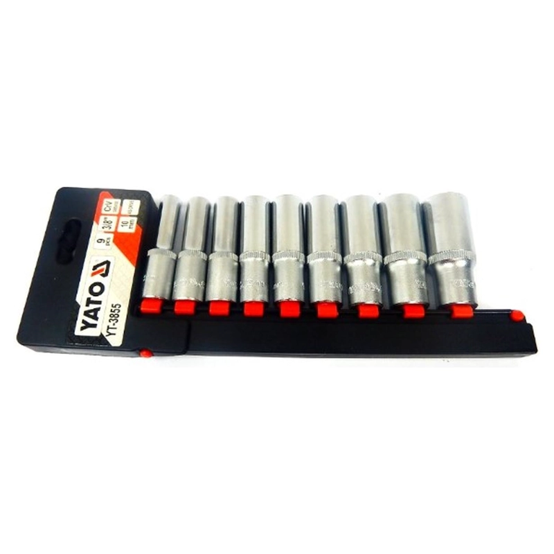 SET 9 DADOS LARGOS HEX 3/8'' YATO YT-3855 8-19MM CRV - 2