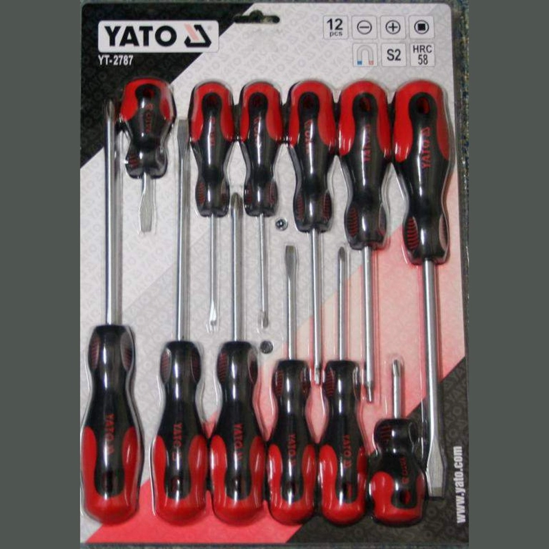 JUEGO 12 DESTORNILLADORES YATO YT-2787 PLANOS PHILLIPS SQ - 3