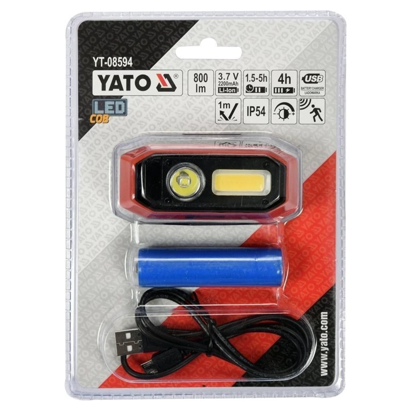 LINTERNA FRONTAL LED RECARGABLE YATO YT-08594 800LM SENSOR - 8