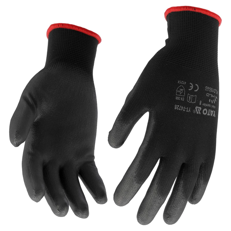 GUANTES TRABAJO NYLON PU YATO YT-74728 TALLA 8 NEGRO EN388 - 2