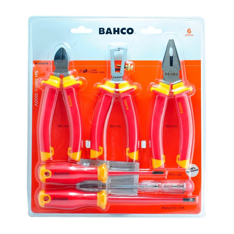 SET AISLADO 1000V BAHCO PLA023-IS 6 PZS ELECTRICISTA VDE - 1