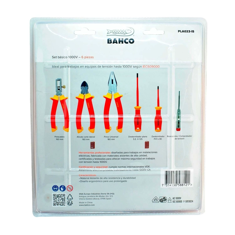 SET AISLADO 1000V BAHCO PLA023-IS 6 PZS ELECTRICISTA VDE - 2