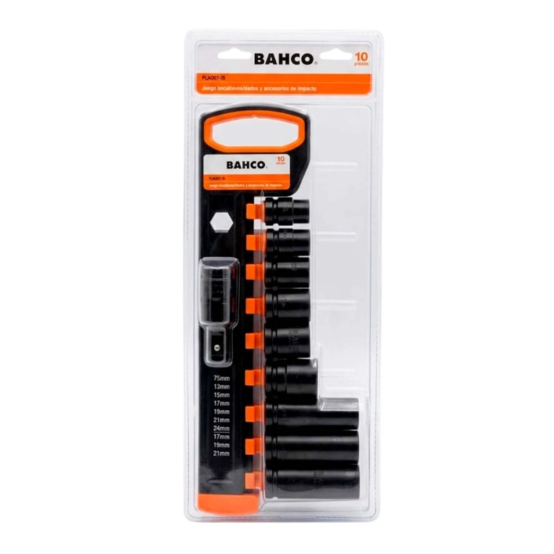 SET DADOS IMPACTO BAHCO 1/2'' 10PZ CORTOS Y LARGOS MECANICO - 1