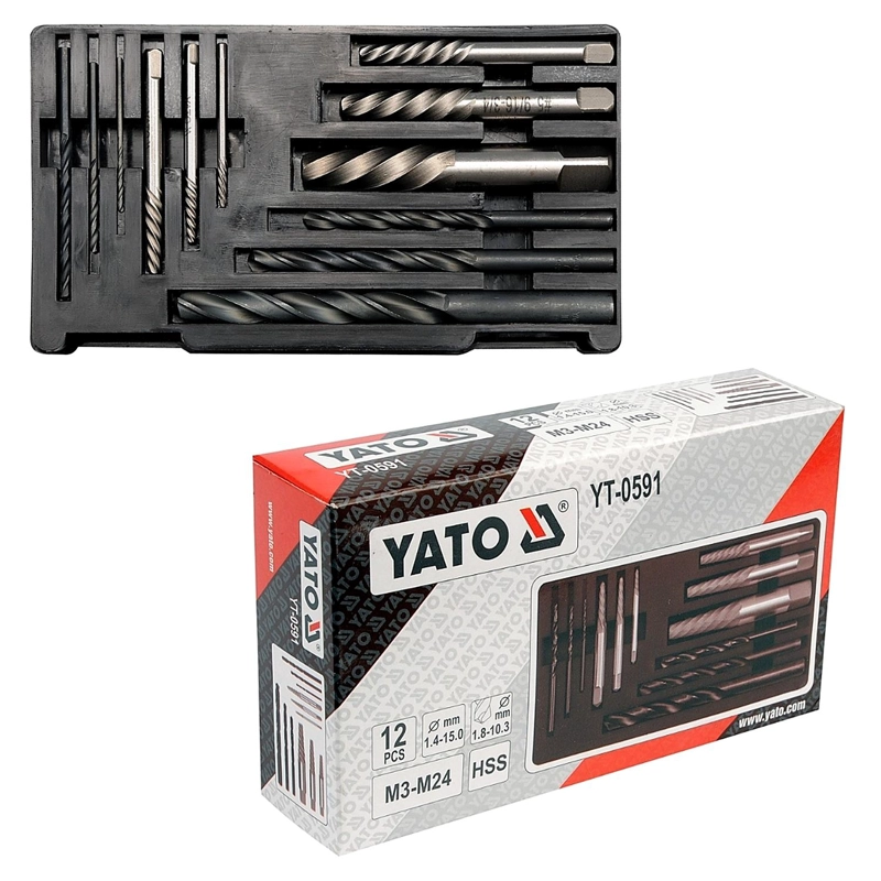 SET EXTRACTORES TORNILLOS + BROCAS HSS YATO 12PZ M3-M24 - 3